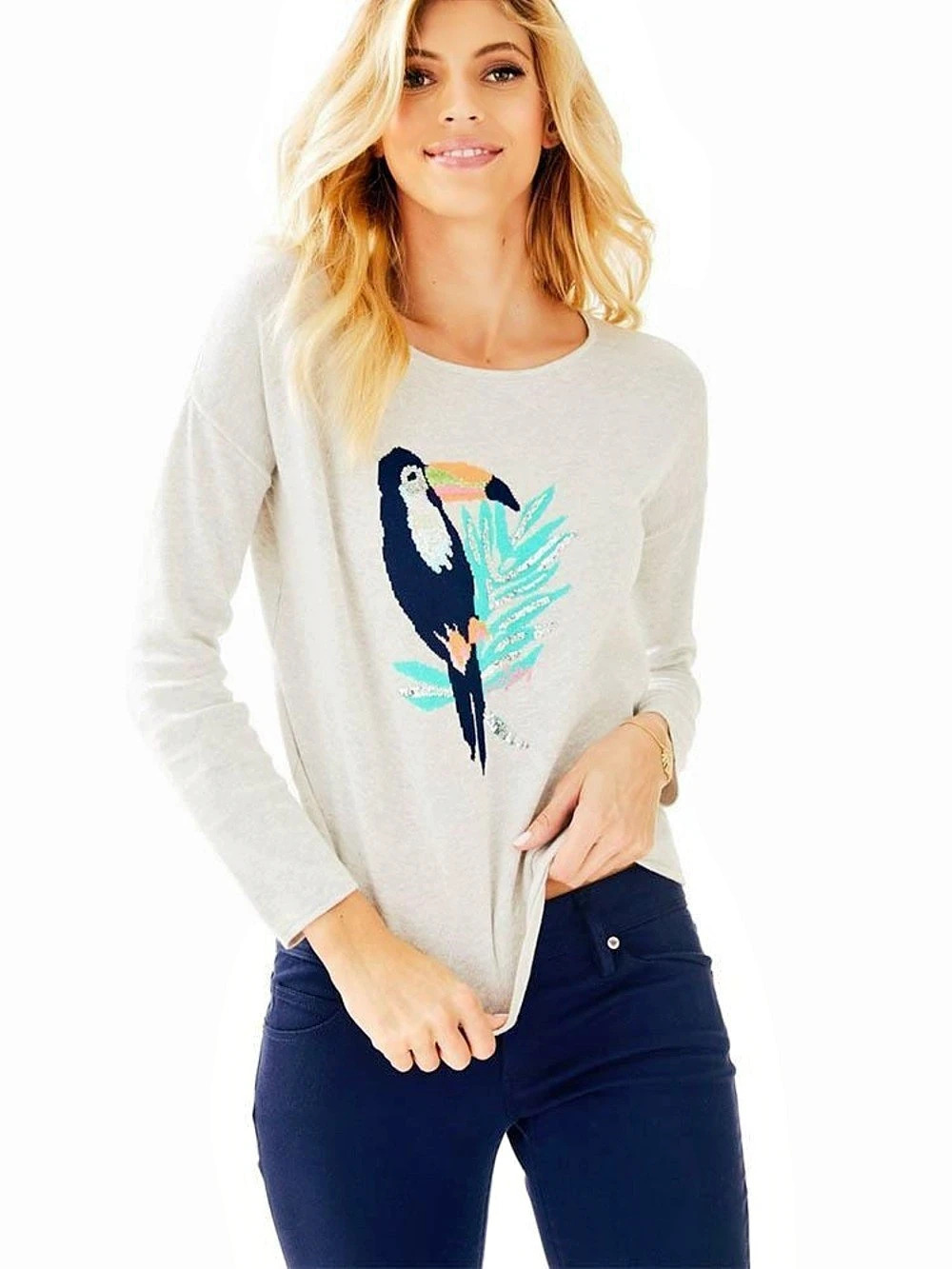 Lilly Pulitzer Roselle Sweater Gray & Green Size XS